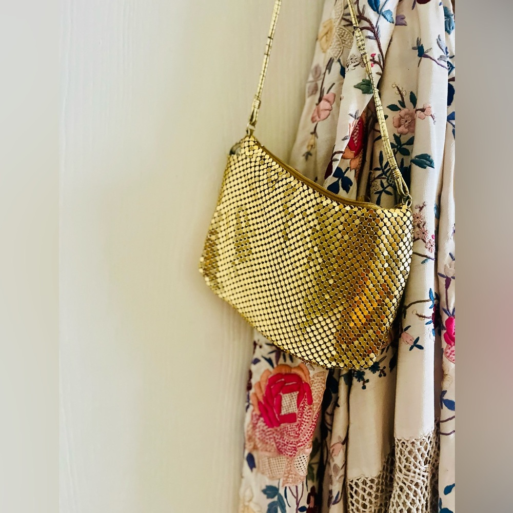 VTG Whiting & Davis Art Deco Chain Mesh Gold Party Cocktail Glam Clutch Purse